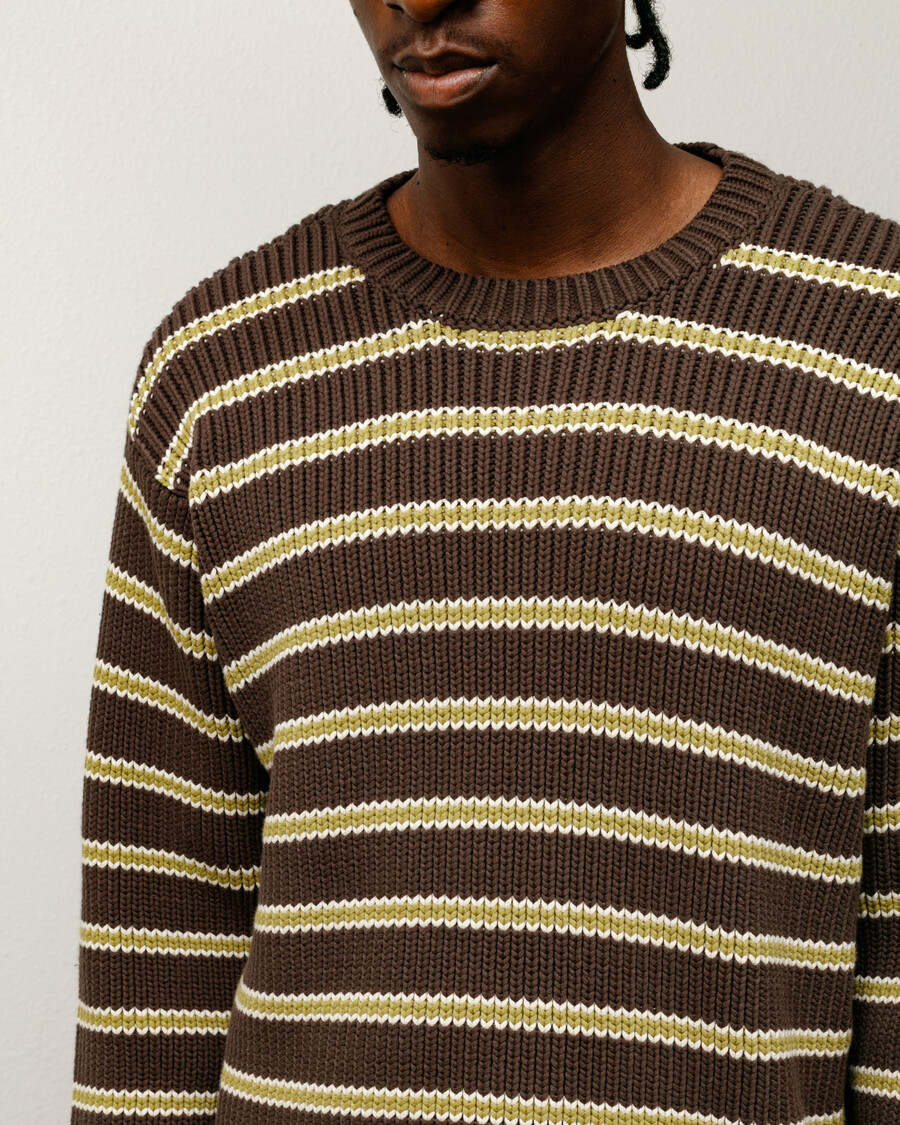 grobstrick-baumwollpullover mit streifen