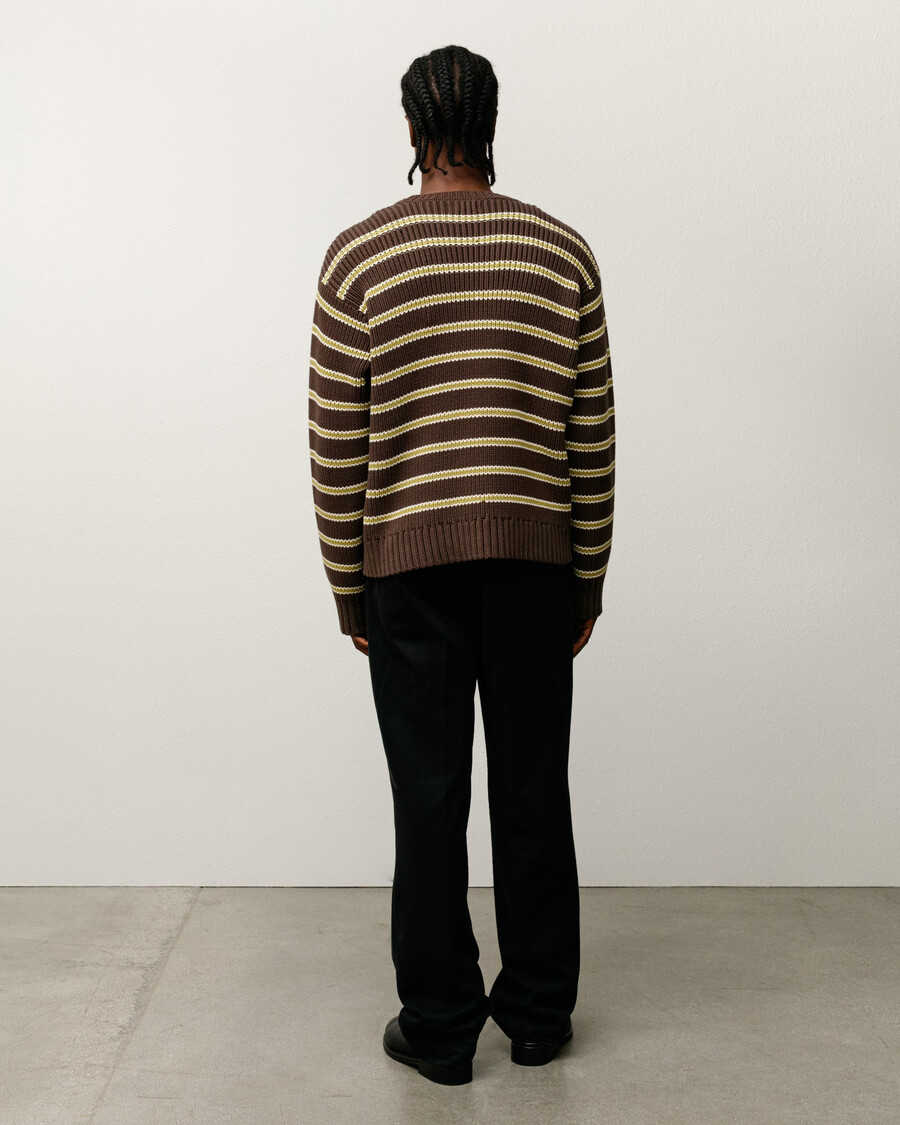 grobstrick-baumwollpullover mit streifen