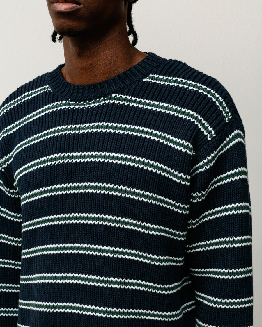 grobstrick-baumwollpullover mit streifen