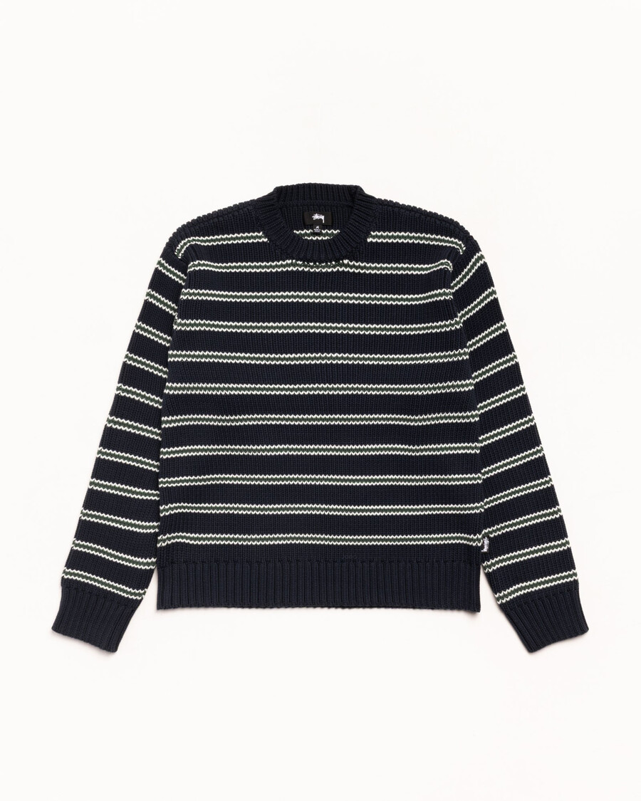grobstrick-baumwollpullover mit streifen