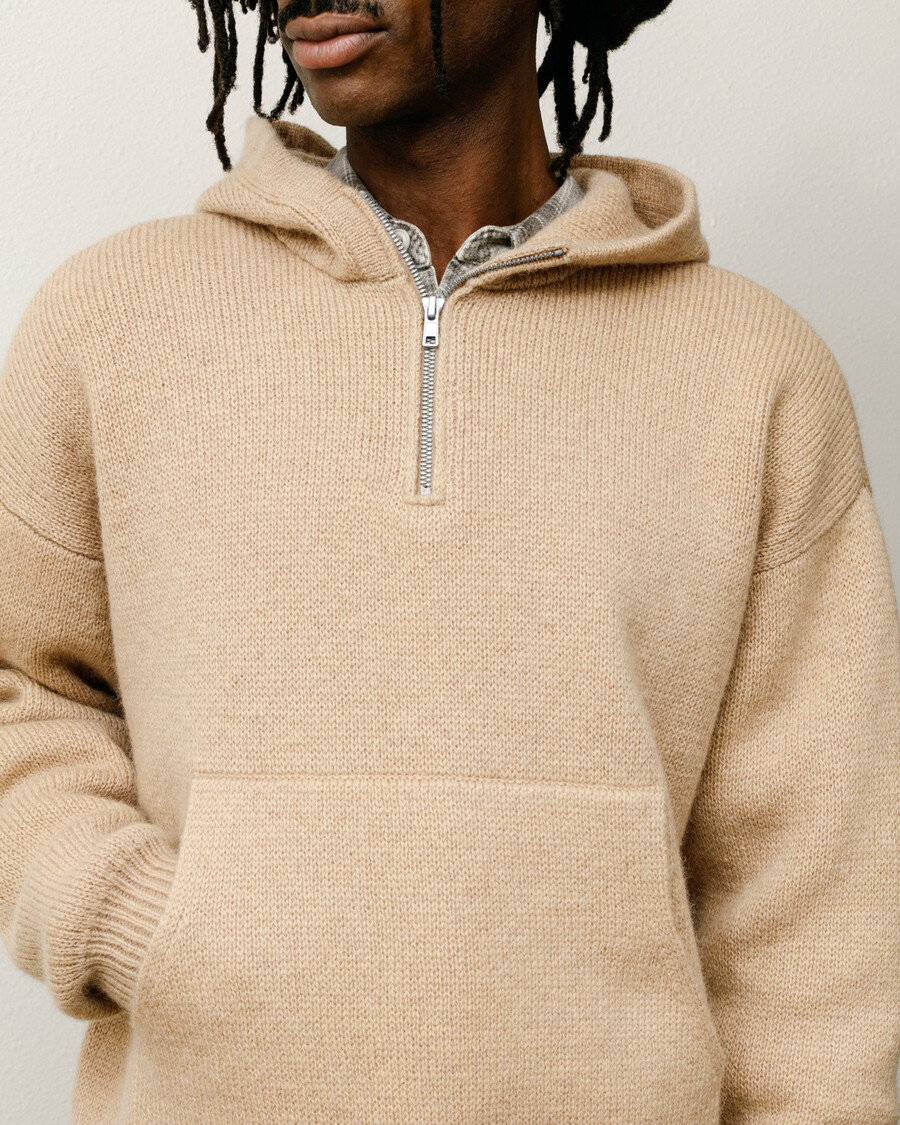 strickhoodie mit viertelreißverschluss